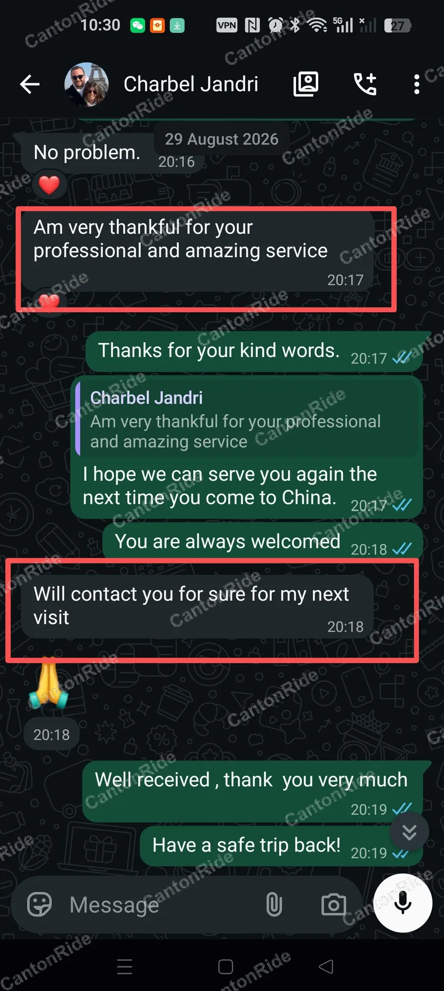 Conversation with Charbel after their CantonRide trip