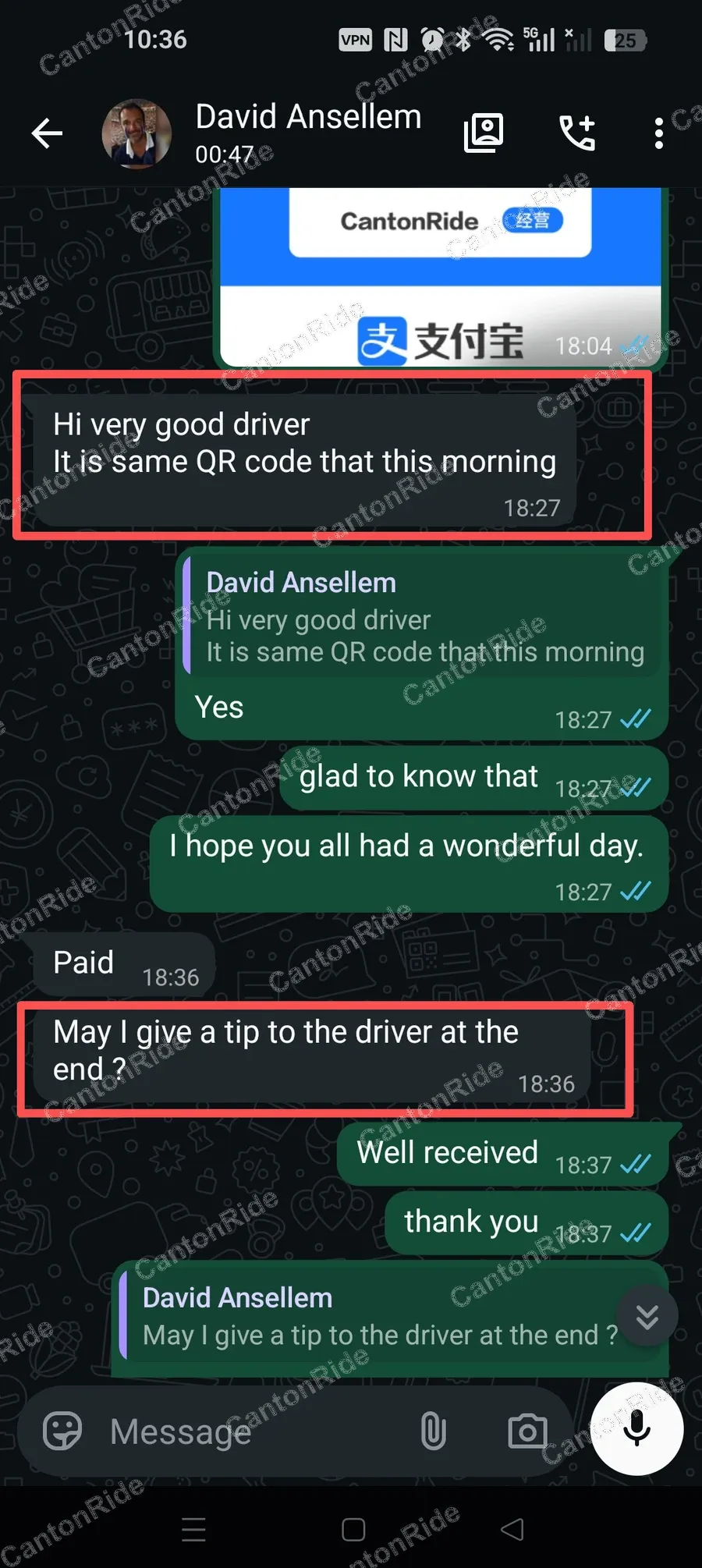 Conversation with David after their CantonRide trip