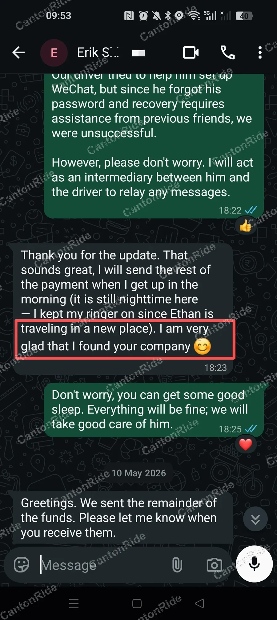 Conversation with Erik after their CantonRide trip