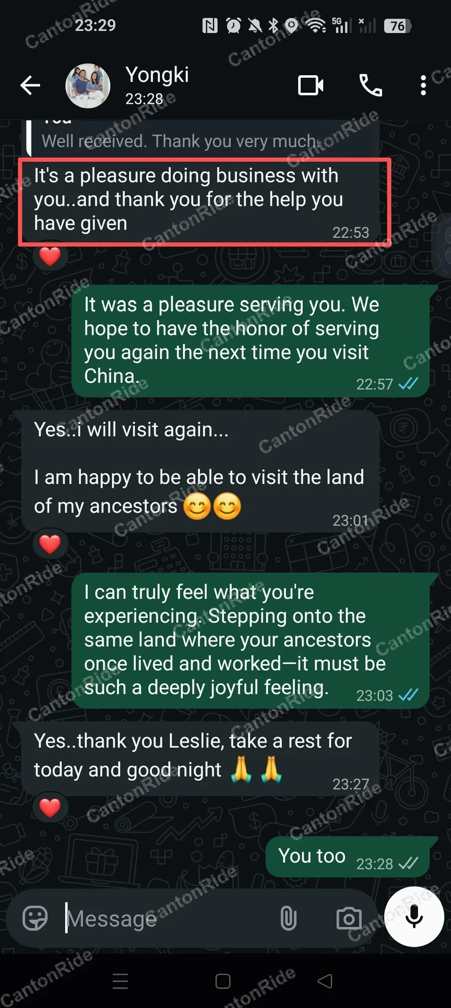 Conversation with Yongki after their CantonRide trip