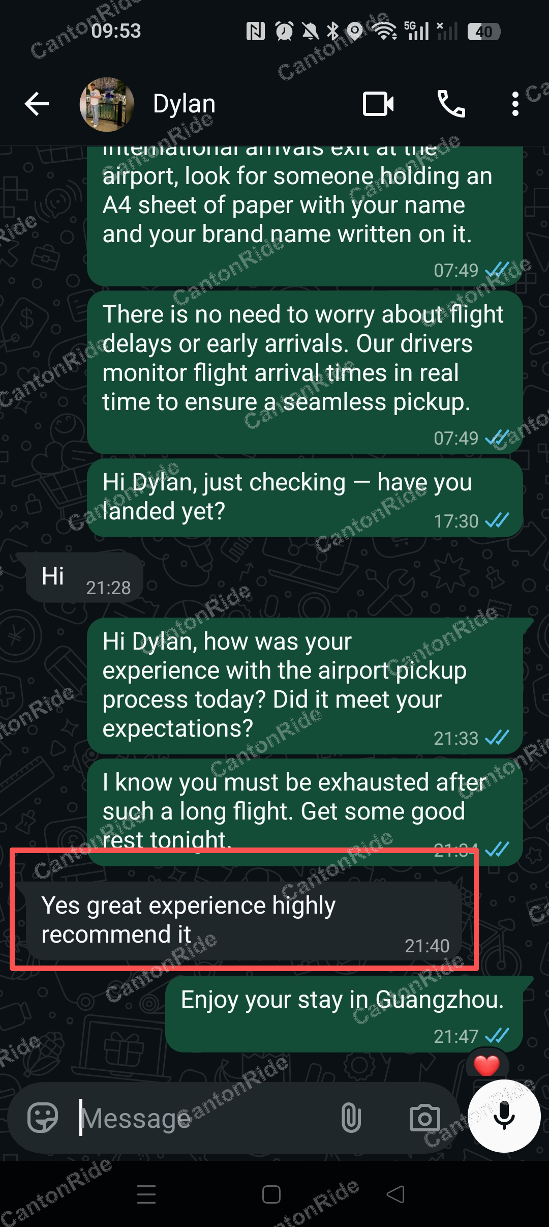Conversation with Dylan after their CantonRide trip
