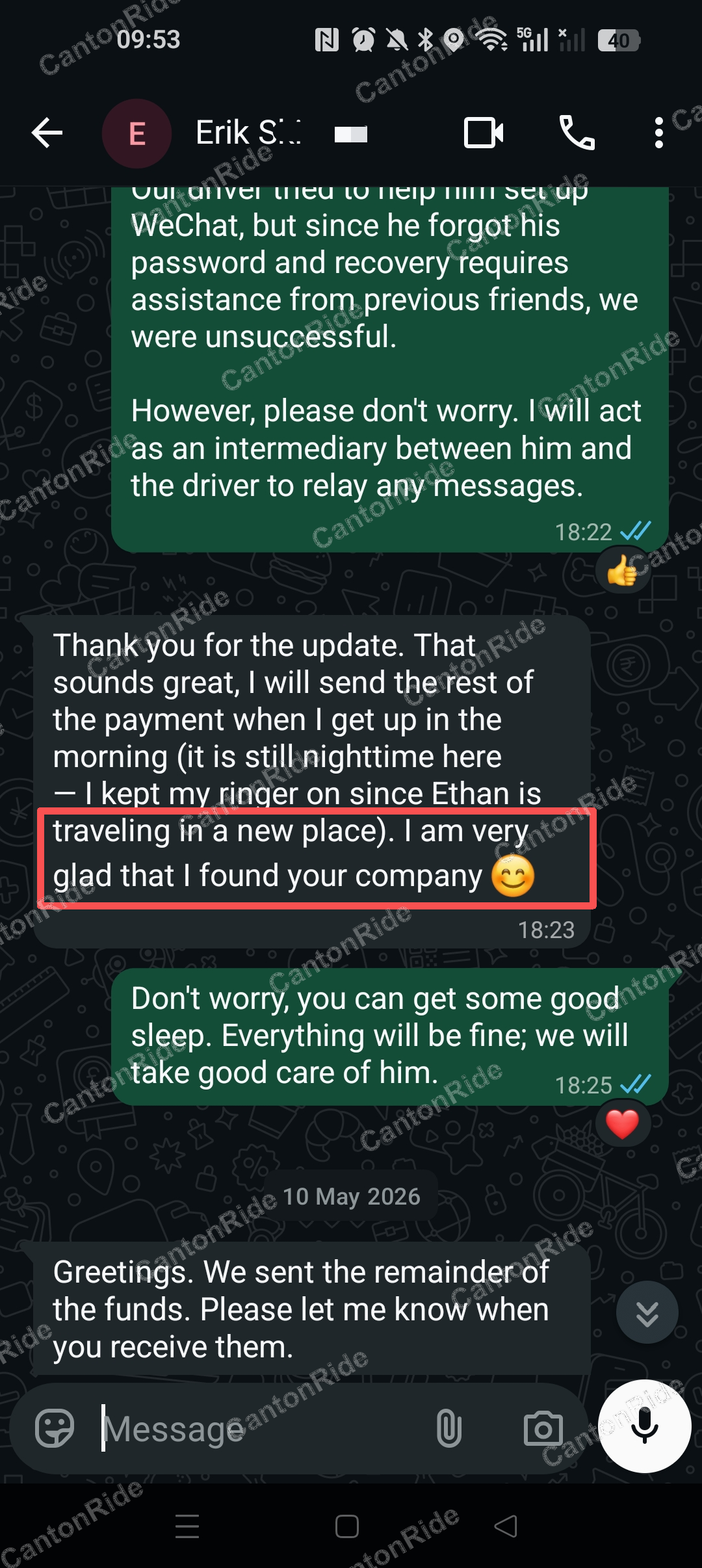 Conversation with Erik after their CantonRide trip