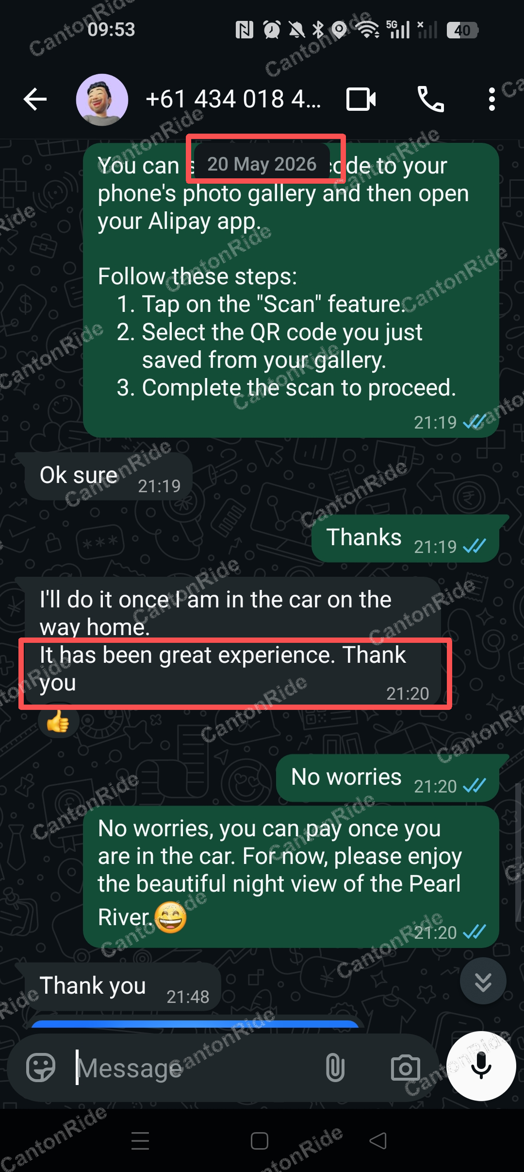 Conversation with Osama after their CantonRide trip